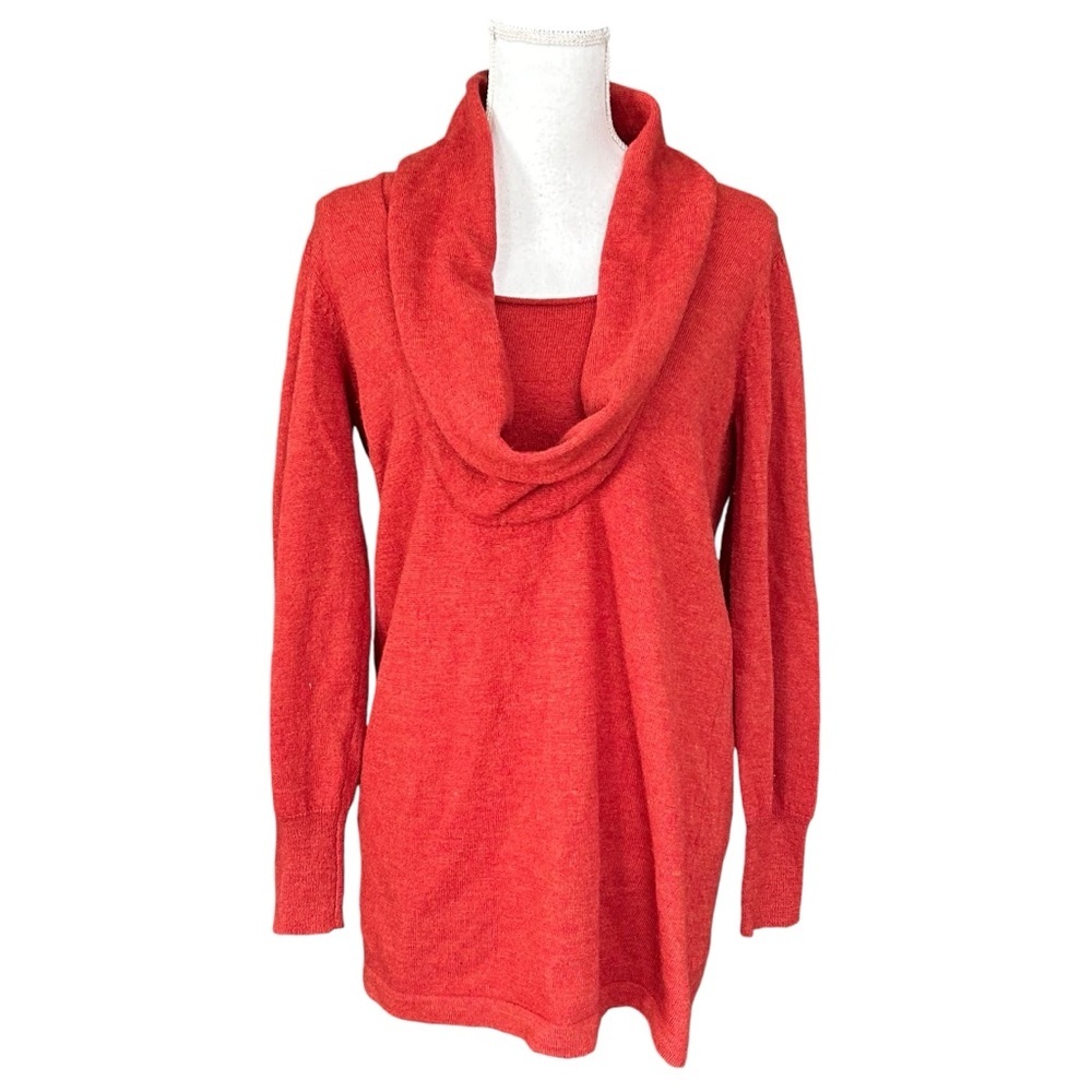 Susan Bristol Merino Wool Cowl Neck‎ Sweater Women’s SZ Large in Poppy